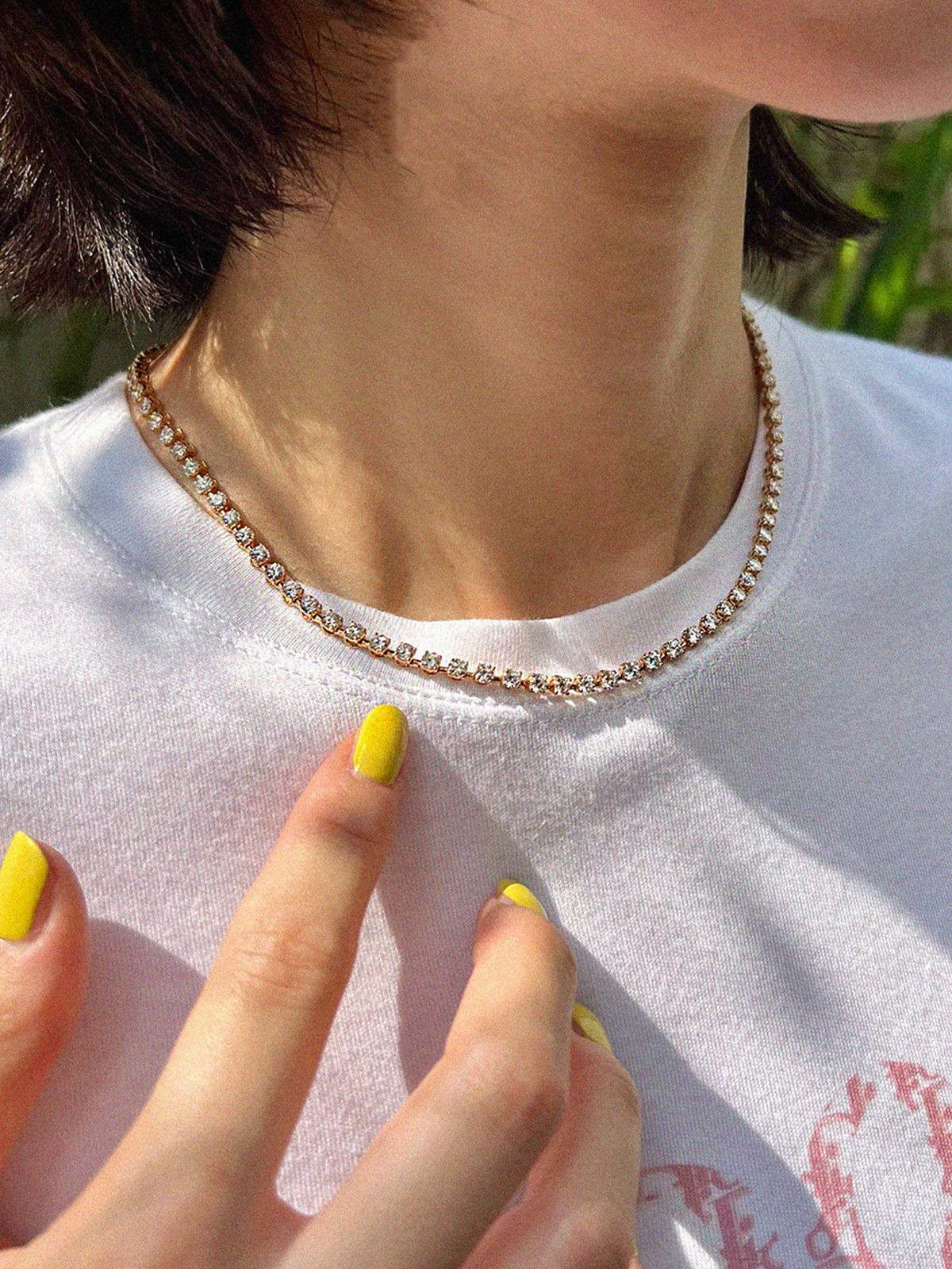 18K pink gold diamond necklace