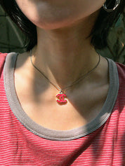 2004年製 CCマークプレートネックレス ゴールド/ネオンピンク