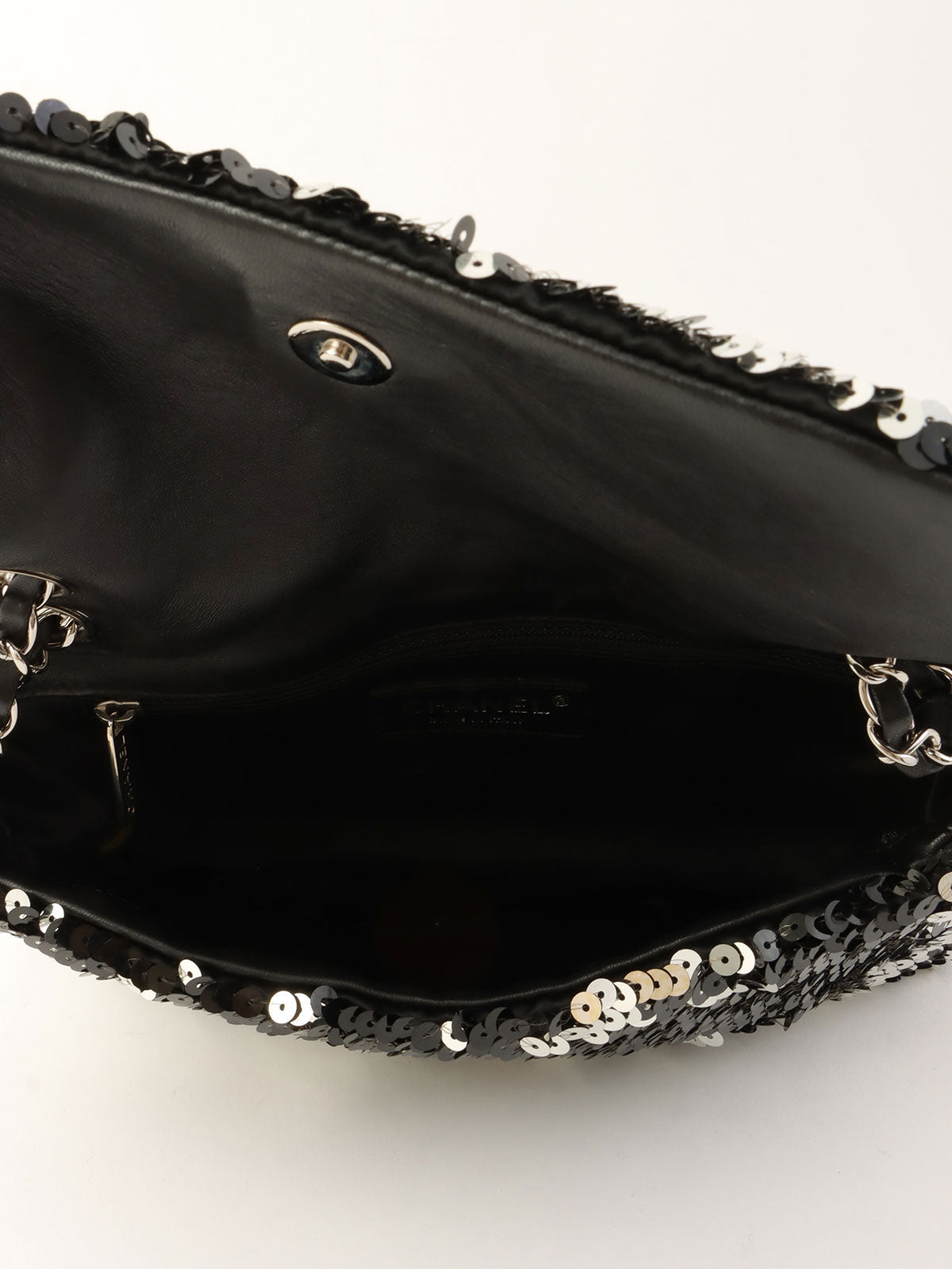 2008 Sequin Chain Shoulder Bag Black/Silver