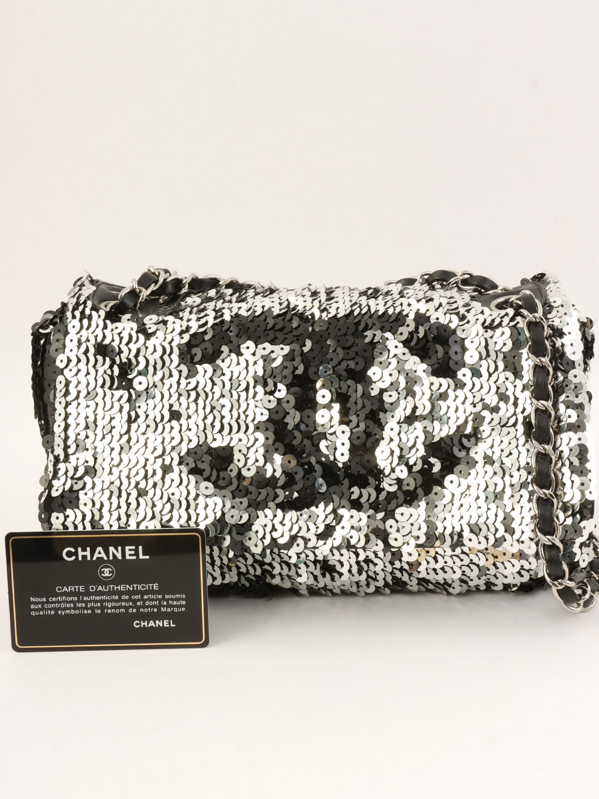 2008 Sequin Chain Shoulder Bag Black/Silver