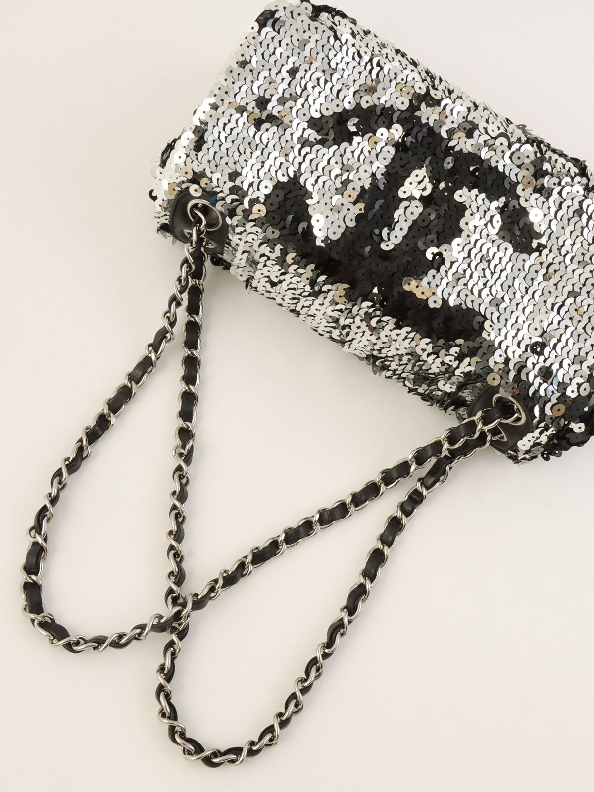 2008 Sequin Chain Shoulder Bag Black/Silver