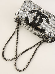 2008 Sequin Chain Shoulder Bag Black/Silver
