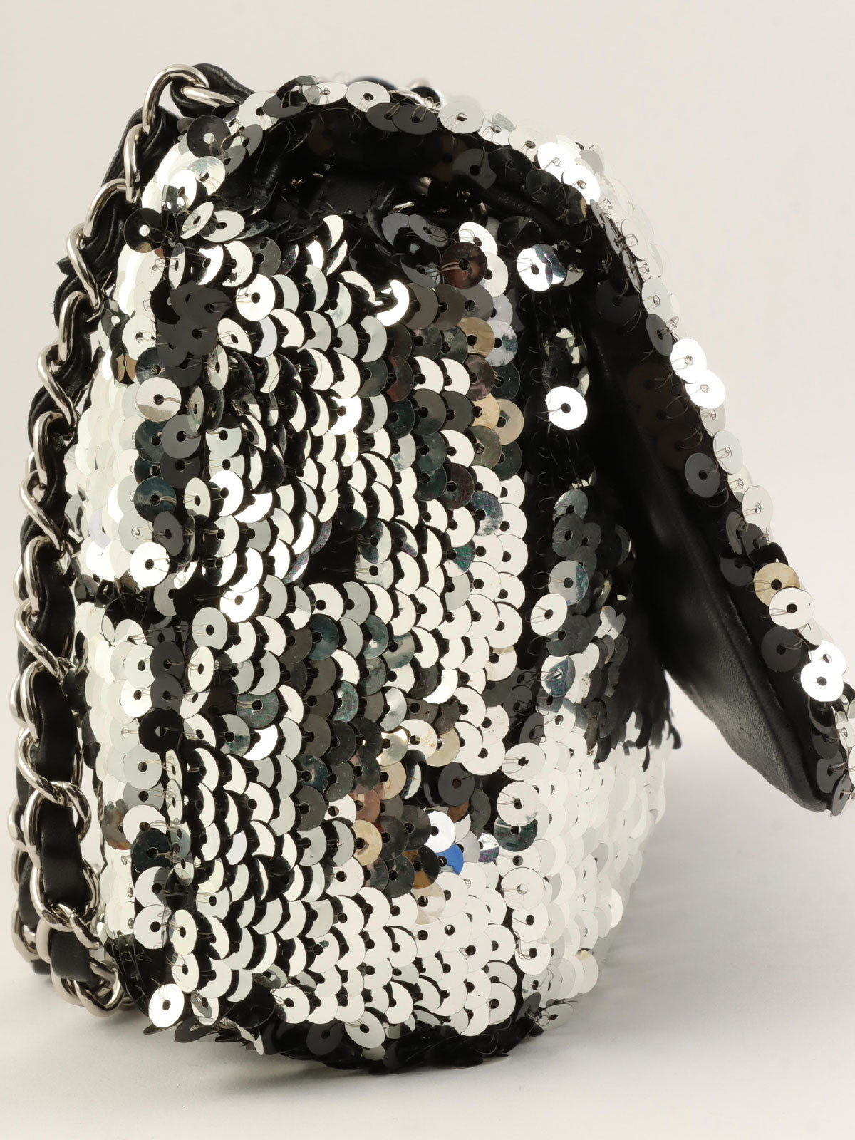 2008 Sequin Chain Shoulder Bag Black/Silver