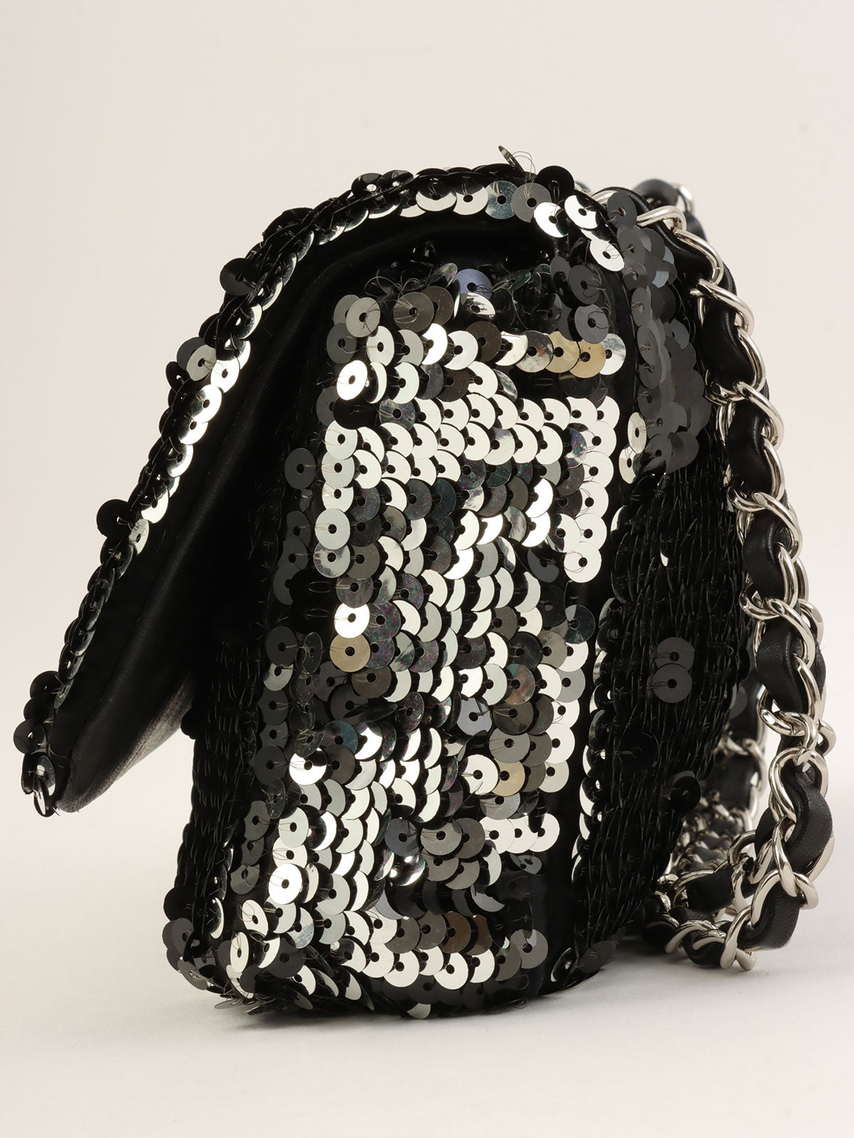 2008 Sequin Chain Shoulder Bag Black/Silver