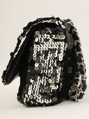 2008 Sequin Chain Shoulder Bag Black/Silver