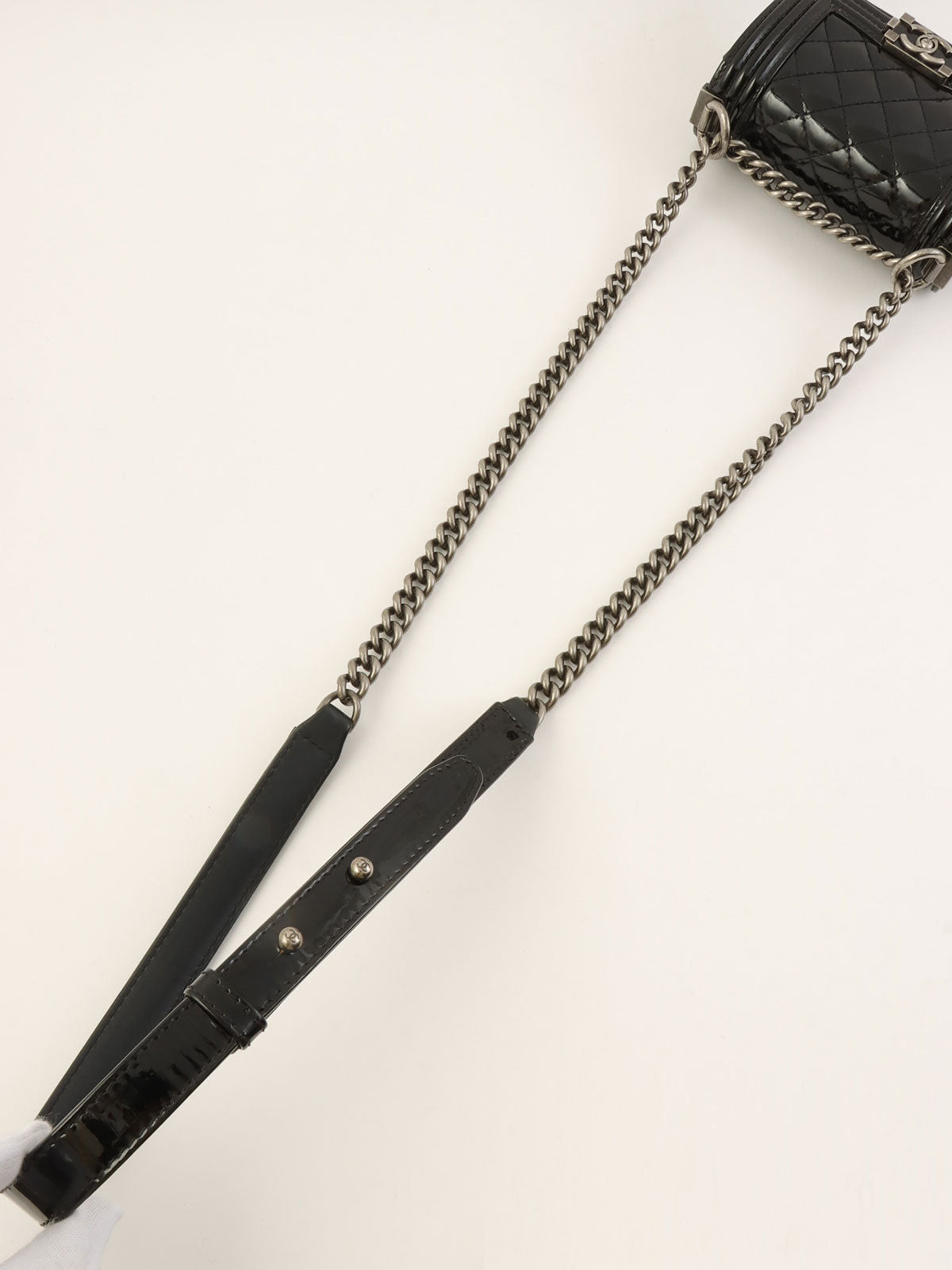 Circa 2000 Silk Satin CC Mark Stitch Clasp Chain Bag in Black