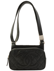 2005年頃製 キャビアスキンCCマークステッチショルダーバッグ ブラック