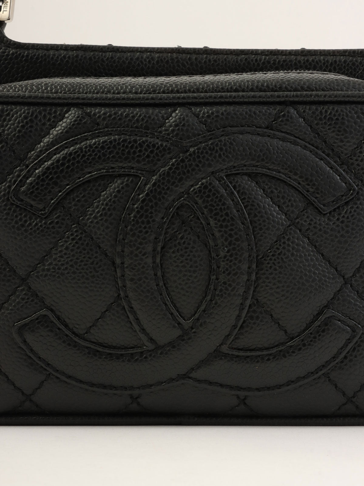 2005年頃製 キャビアスキンCCマークステッチショルダーバッグ ブラック