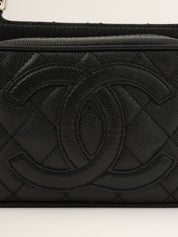 2005年頃製 キャビアスキンCCマークステッチショルダーバッグ ブラック