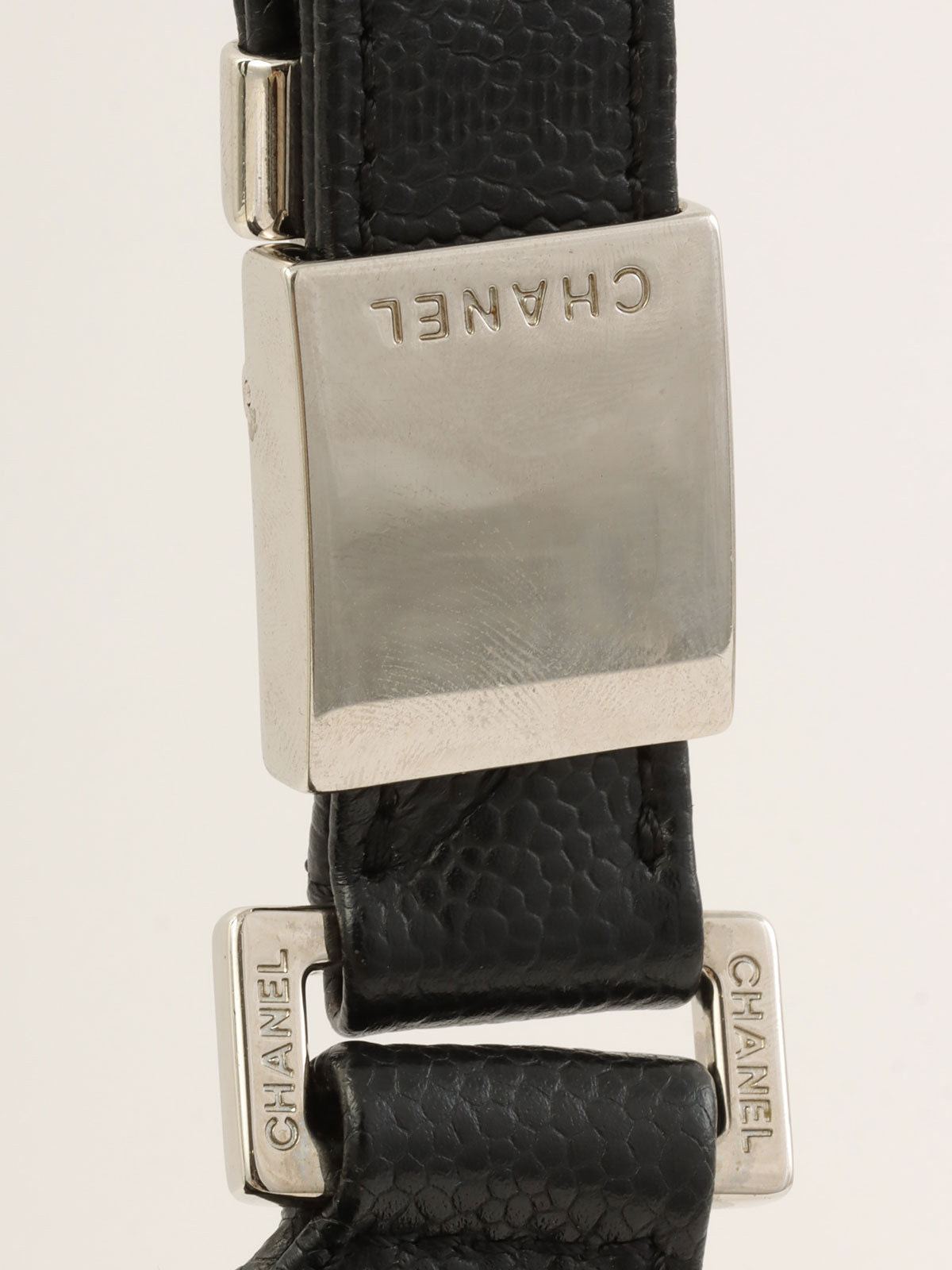 2005年頃製 キャビアスキンCCマークステッチショルダーバッグ ブラック