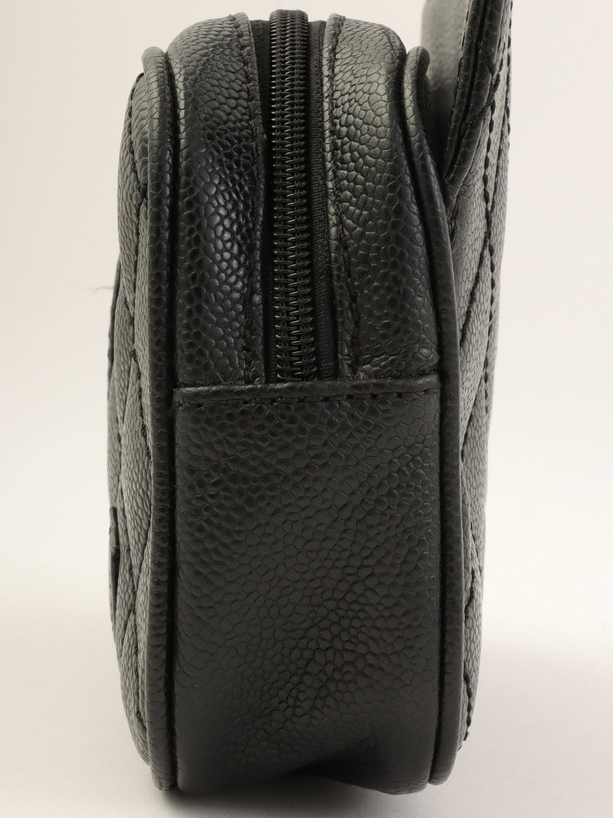 2005年頃製 キャビアスキンCCマークステッチショルダーバッグ ブラック