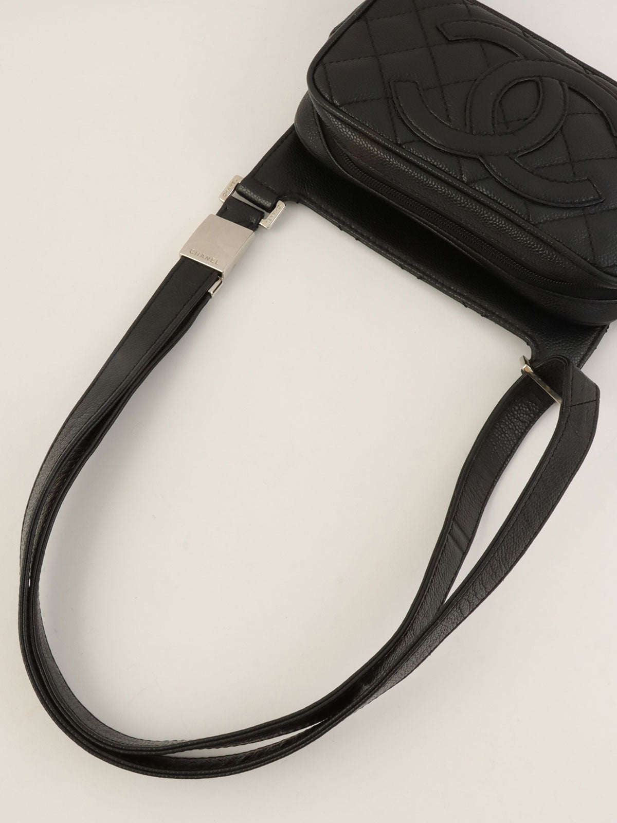 2005年頃製 キャビアスキンCCマークステッチショルダーバッグ ブラック