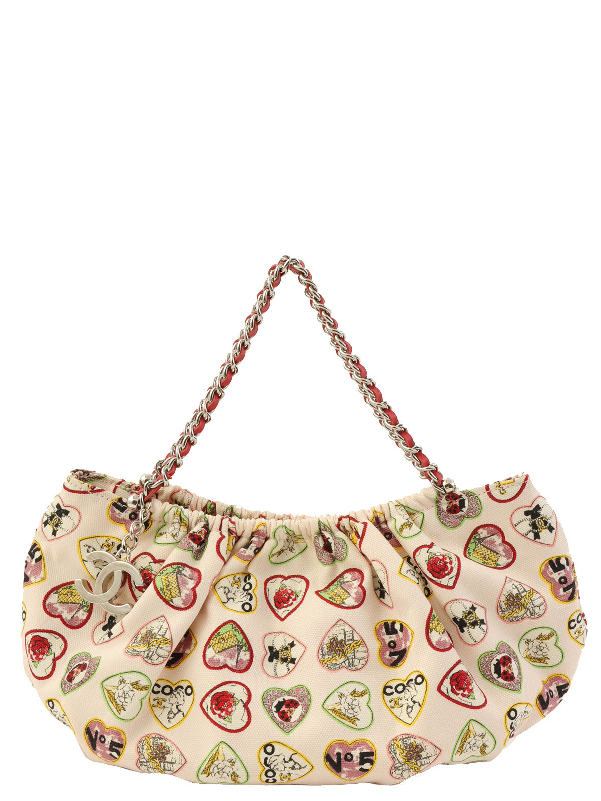 2005年頃製 CCマークバレンタインチェーンハンドバッグ ピンク/マルチ