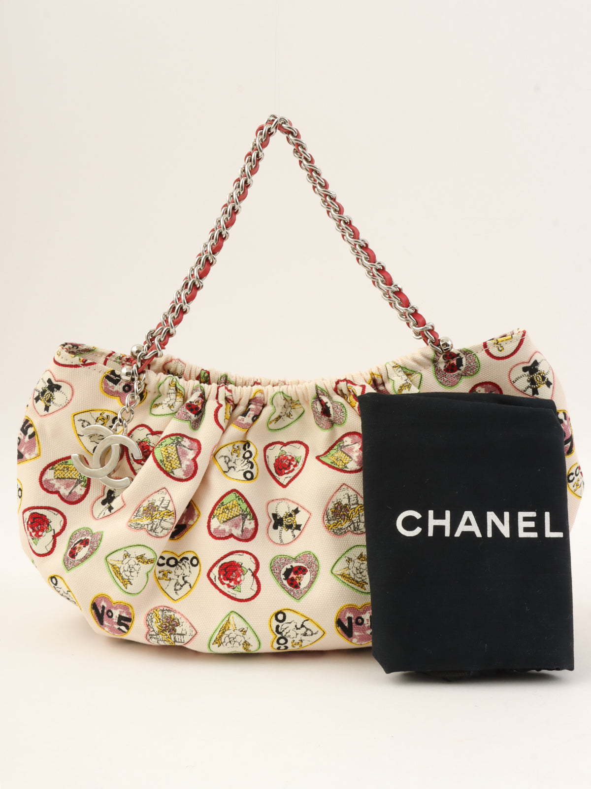 2005年頃製　CCマークバレンタインチェーンハンドバッグ　ピンク/マルチ