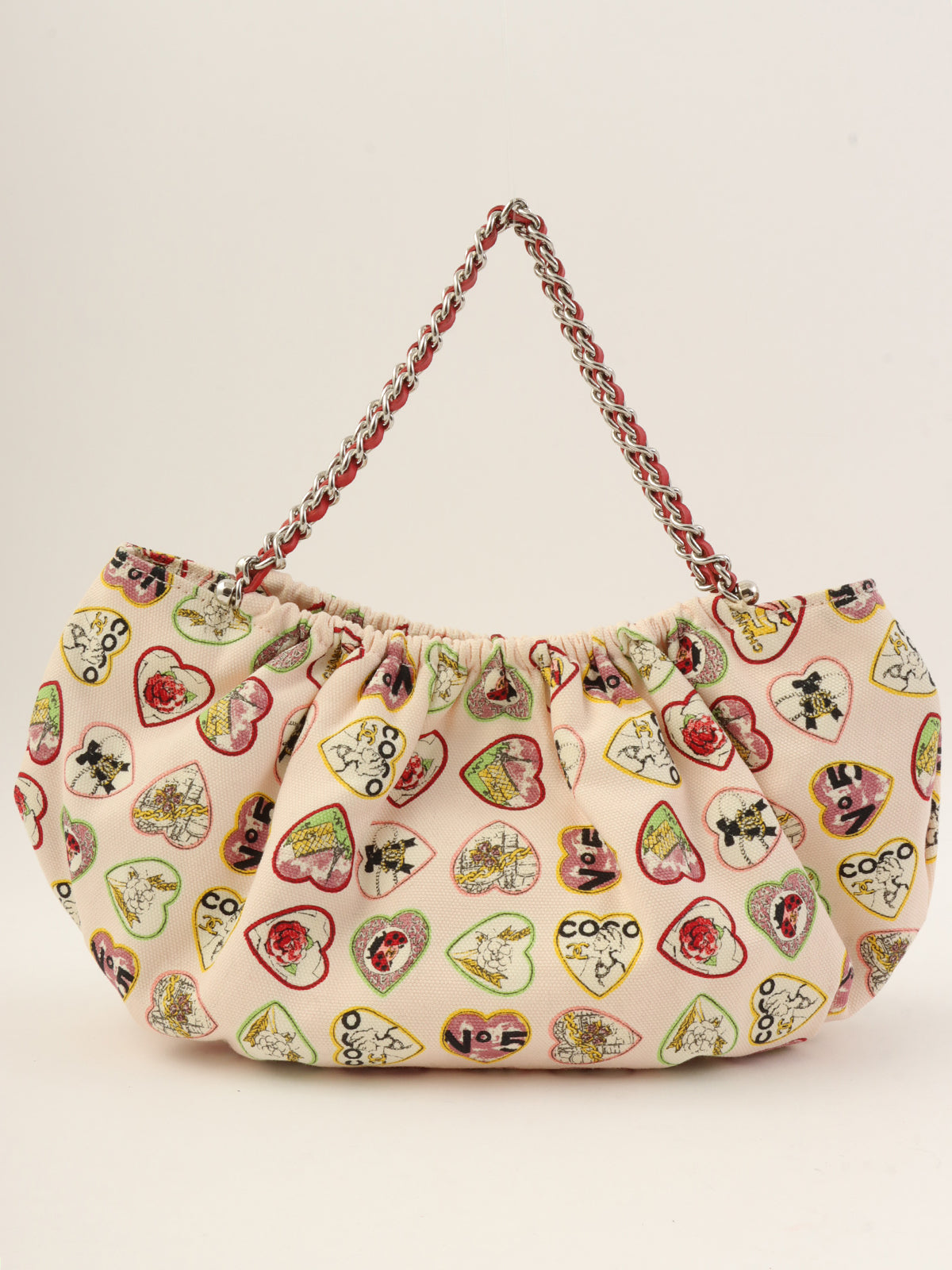 2005年頃製 CCマークバレンタインチェーンハンドバッグ ピンク/マルチ