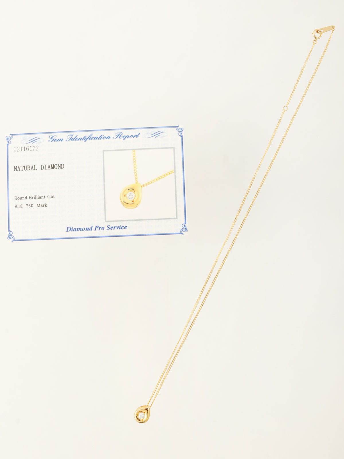 18Kダイヤモンドティアドロップネックレス ゴールド