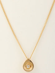 18K Gold Diamond Teardrop Necklace