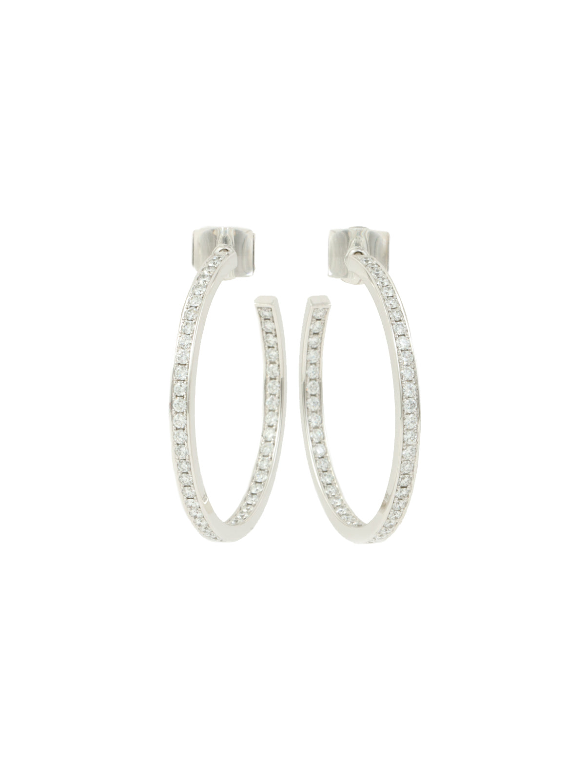 18Kダイヤモンドクラシックフープピアス　シルバー