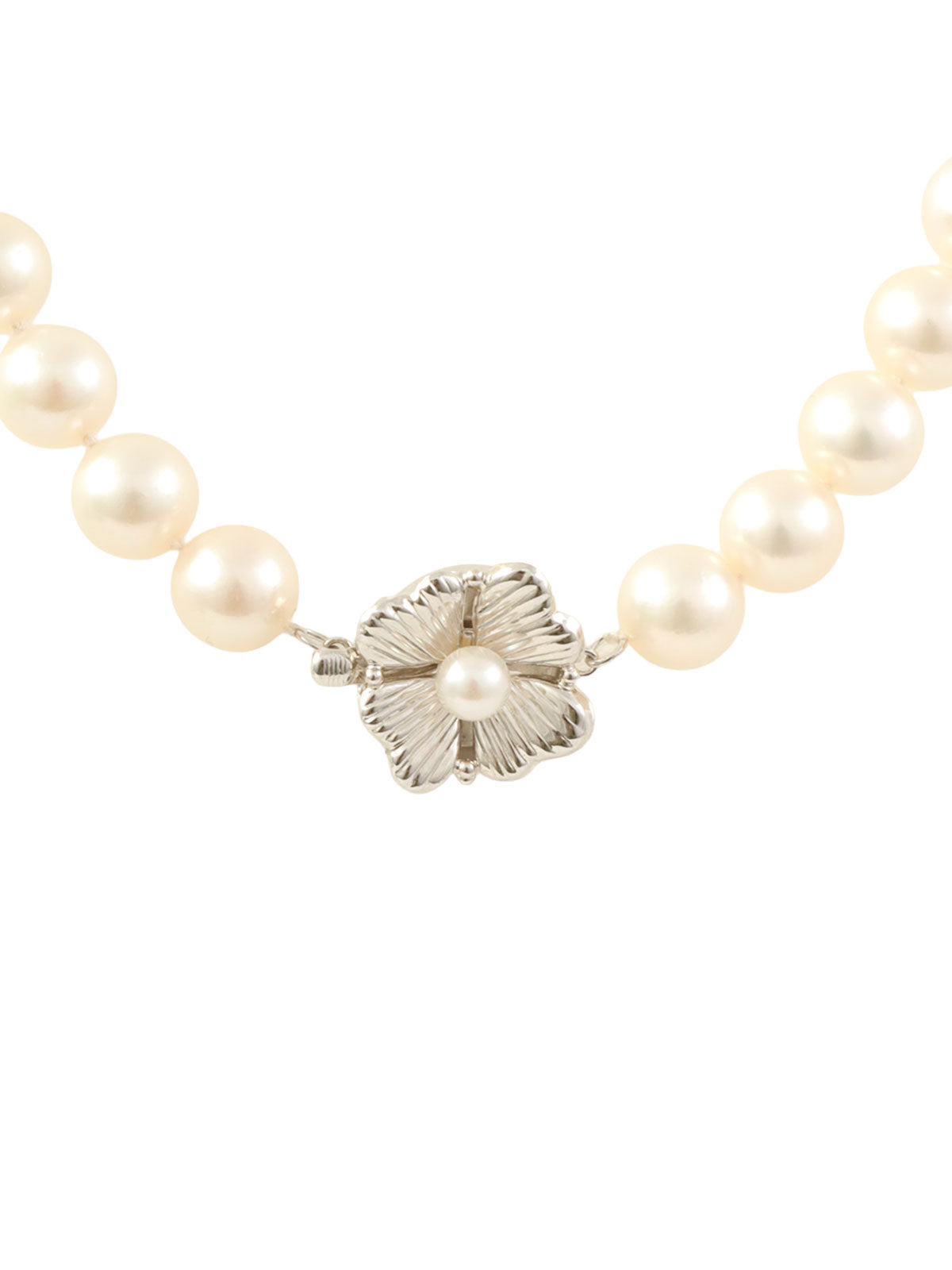 14Kフラワーモチーフパールネックレス シルバー