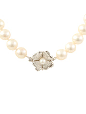 14Kフラワーモチーフパールネックレス シルバー