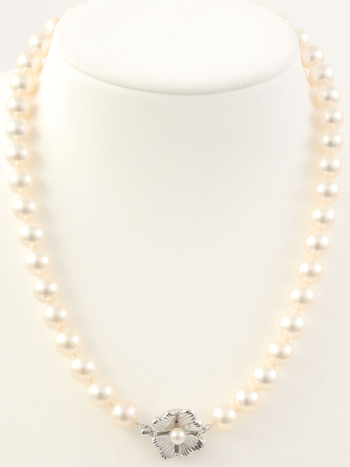 14Kフラワーモチーフパールネックレス シルバー