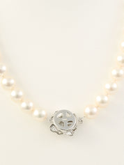 14Kフラワーモチーフパールネックレス シルバー