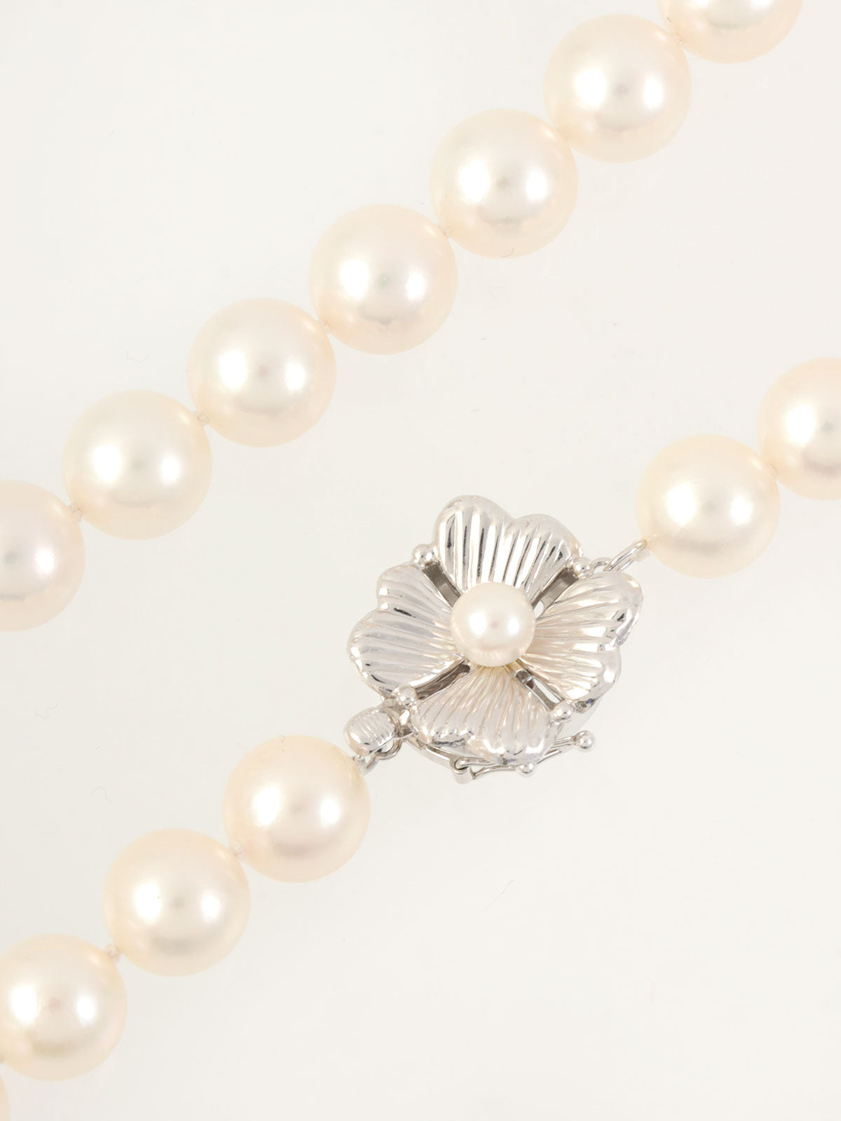 14Kフラワーモチーフパールネックレス シルバー