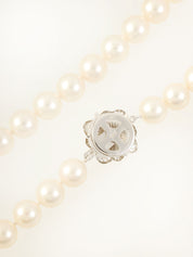 14Kフラワーモチーフパールネックレス シルバー