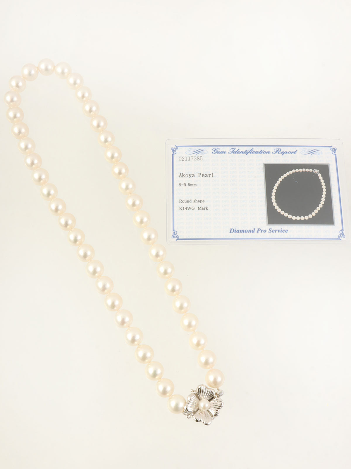 14K Flower Motif Pearl Necklace in Silver