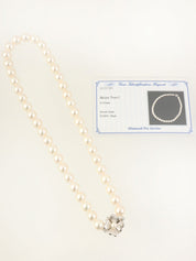 14K Flower Motif Pearl Necklace in Silver