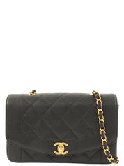 1995 Caviar Skin Diana Flap Chain Bag 22cm Black