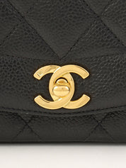 1995 Caviar Skin Diana Flap Chain Bag 22cm Black