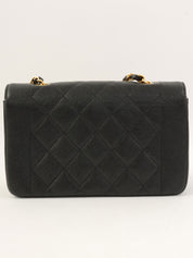 1995 Caviar Skin Diana Flap Chain Bag 22cm Black