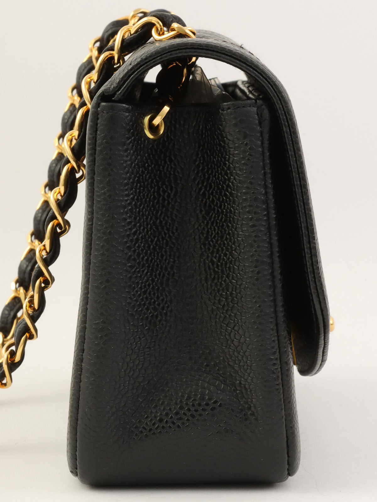 1995 Caviar Skin Diana Flap Chain Bag 22cm Black