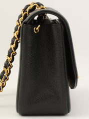 1995 Caviar Skin Diana Flap Chain Bag 22cm Black