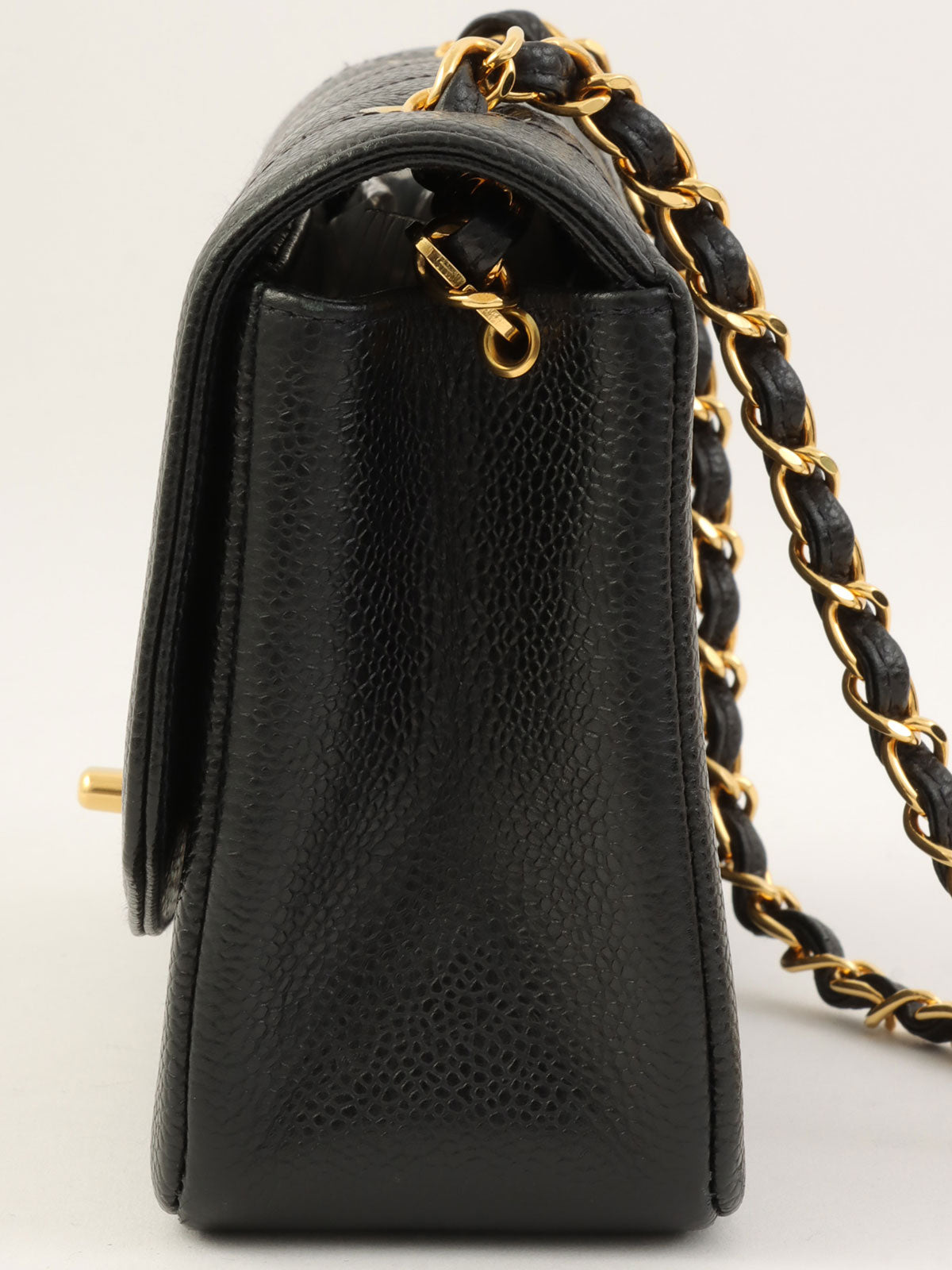 1995 Caviar Skin Diana Flap Chain Bag 22cm Black