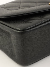 1995年頃製 キャビアスキンダイアナフラップチェーンバッグ22cm ブラック