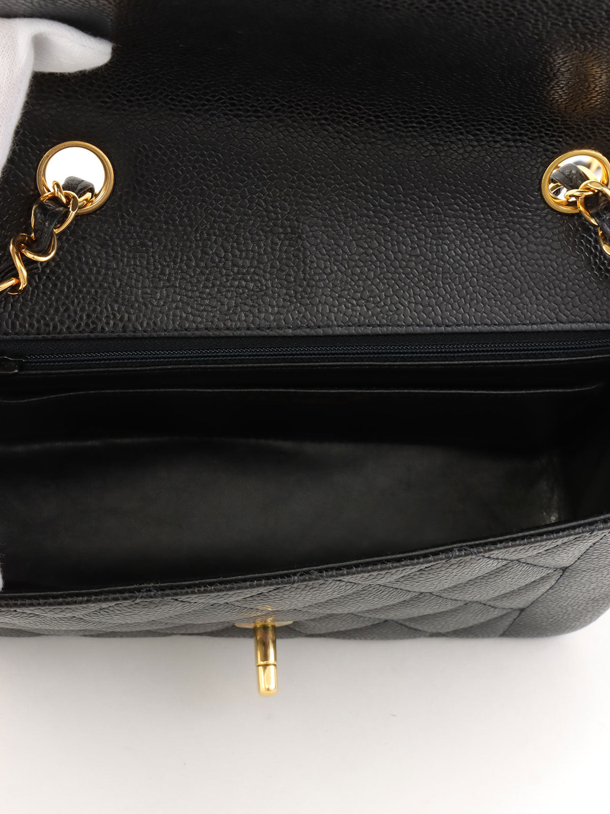 1995 Caviar Skin Diana Flap Chain Bag 22cm Black