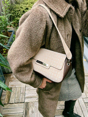 Logomania 单肩包 米色/深棕色