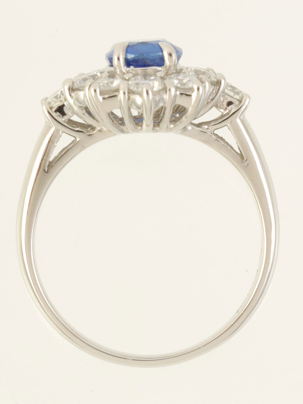 Platinum Sapphire Diamond Ring in Silver/Blue
