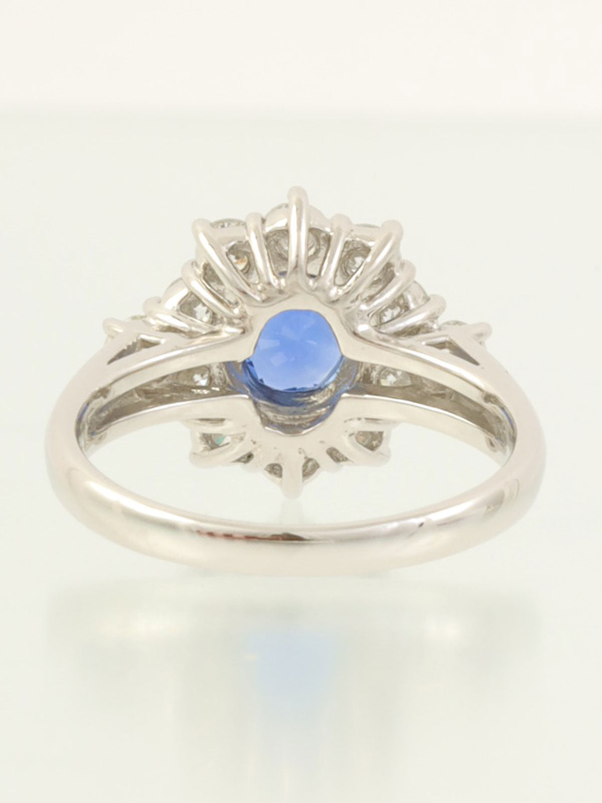 Platinum Sapphire Diamond Ring in Silver/Blue