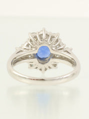 Platinum Sapphire Diamond Ring in Silver/Blue