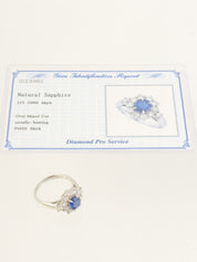 Platinum Sapphire Diamond Ring in Silver/Blue