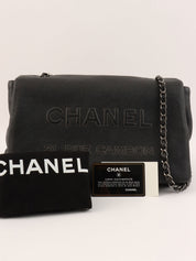 2014年頃製 キャビアスキンCCマークロゴステッチチェーンバッグ ブラック