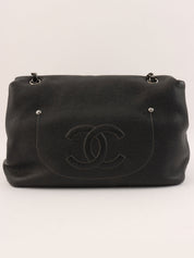 2014年頃製 キャビアスキンCCマークロゴステッチチェーンバッグ ブラック