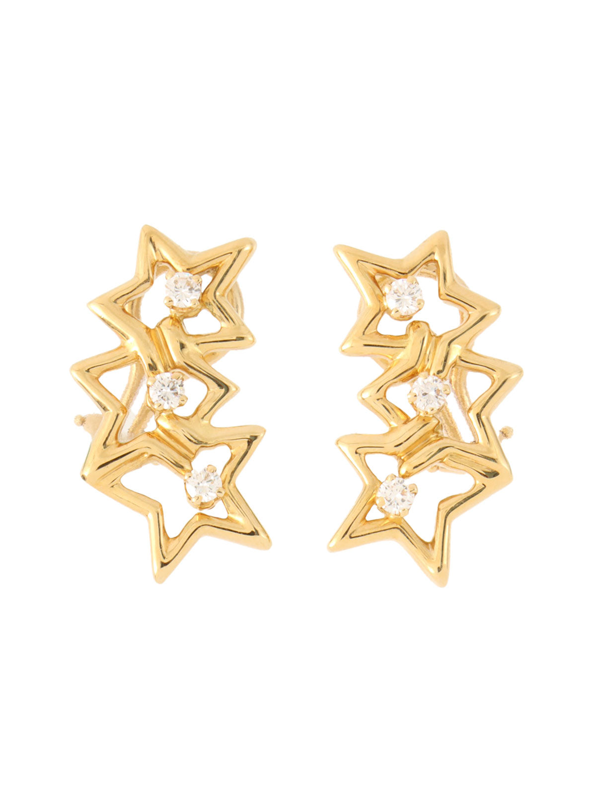 18K金钻石三星耳环