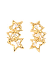 18Kダイヤモンドトリプルスターイヤリング ゴールド