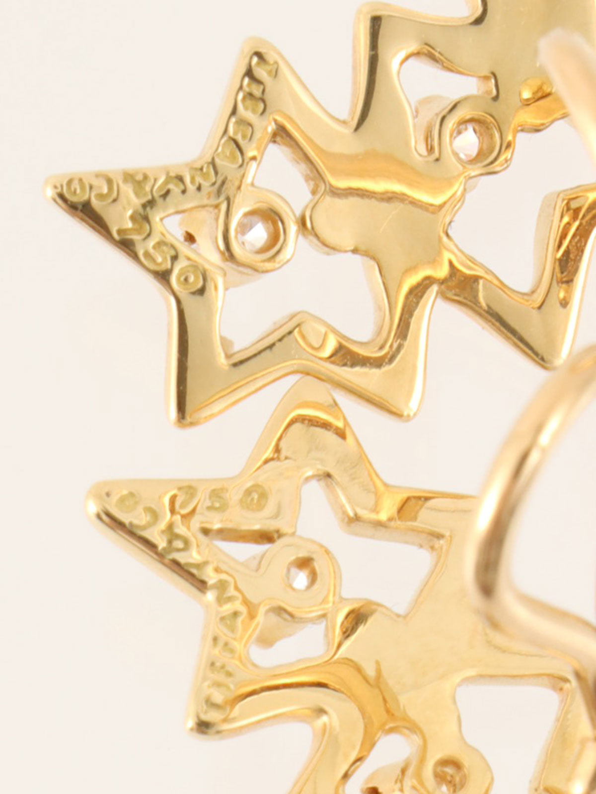 18K Gold Diamond Triple Star Earrings