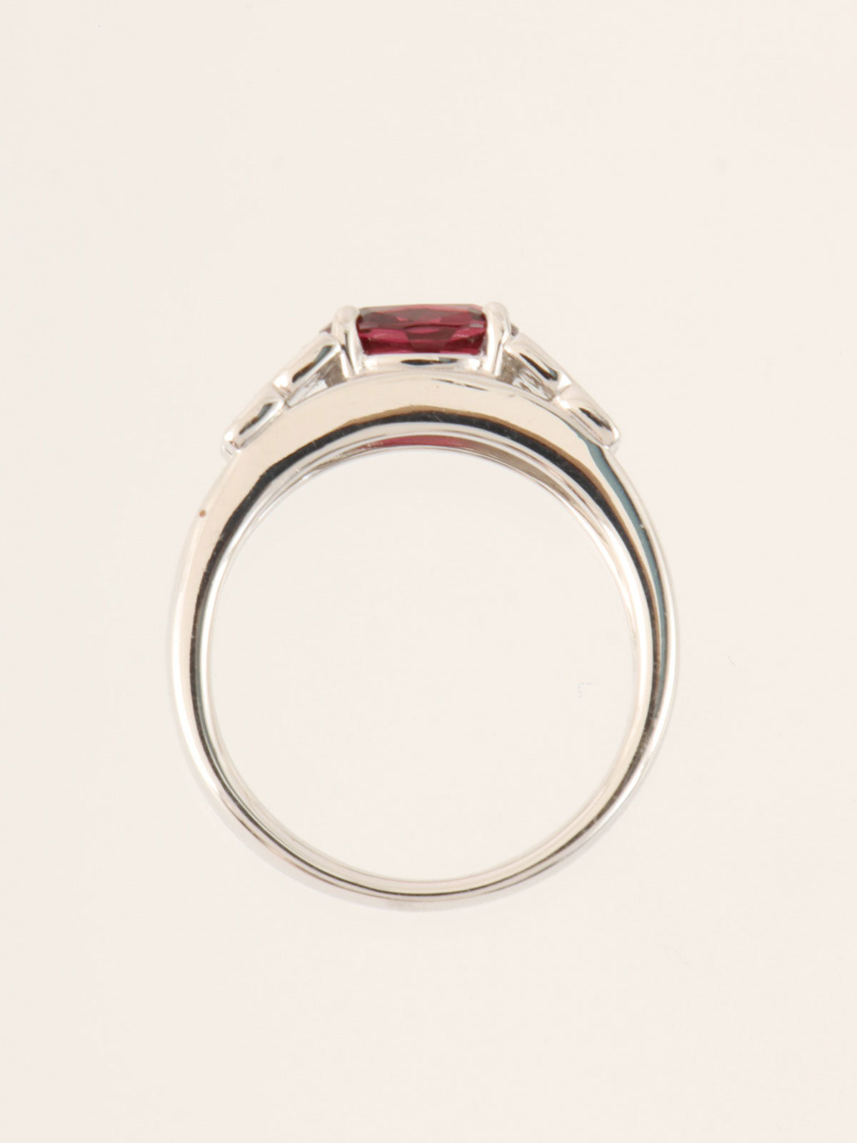 18K Diamond Rhodolite Garnet Ring in Red/Silver