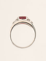 18K Diamond Rhodolite Garnet Ring in Red/Silver